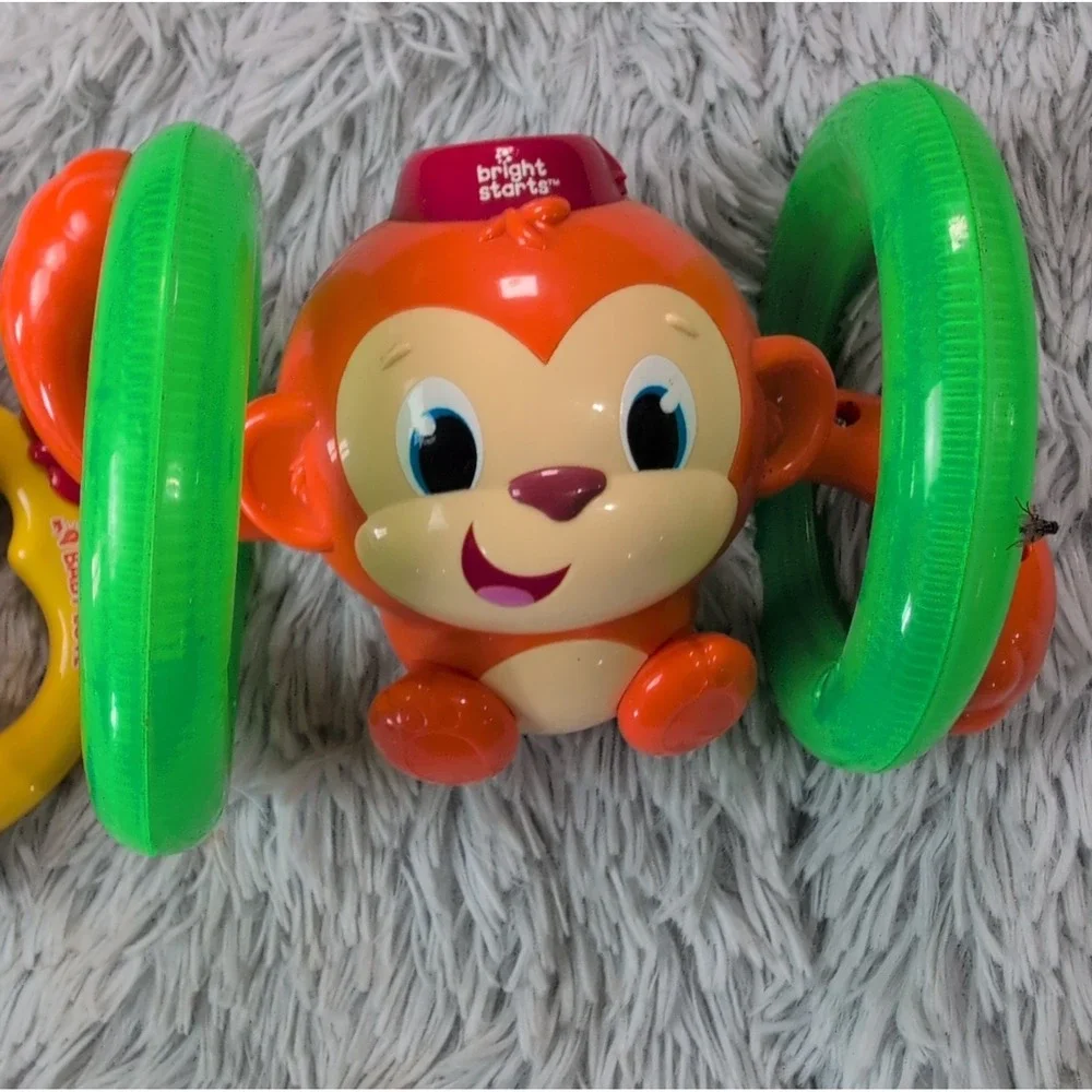 Lot Of 2 Toys Bright Stars Roll & Glow Monkey Ready, Set & Roll Baby Love